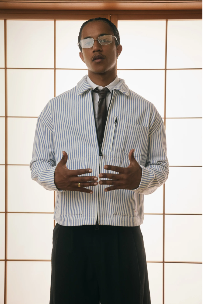 Tomokazu Pinstripe Canvas Workwear Jacket