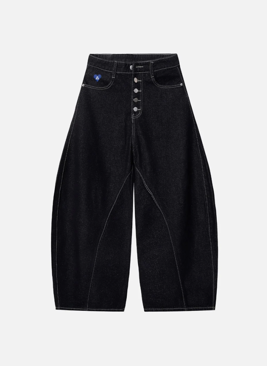 BUTTON BARREL JEANS