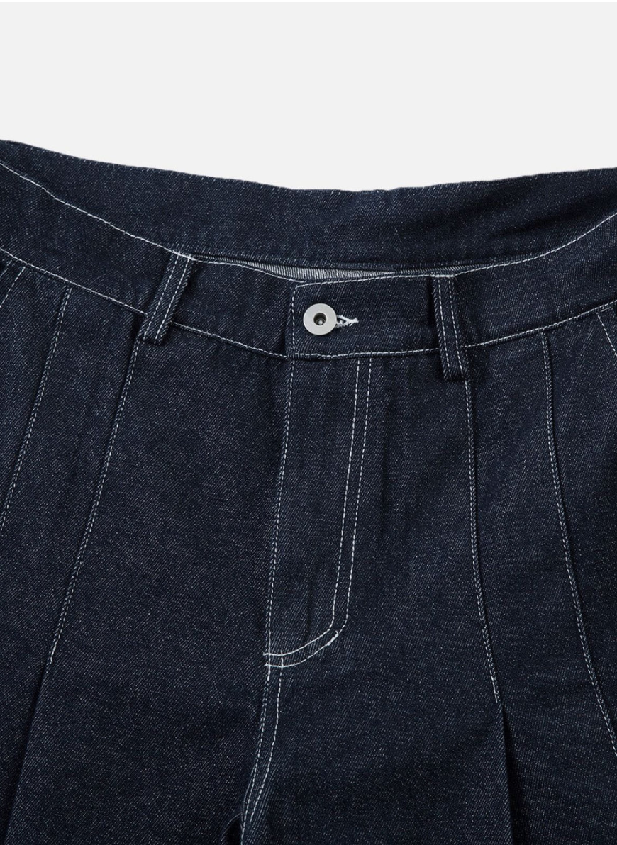 PLEATED BARREL JEANS