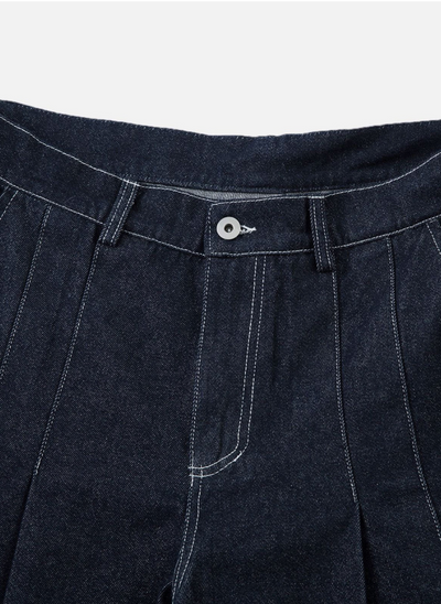 PLEATED BARREL JEANS