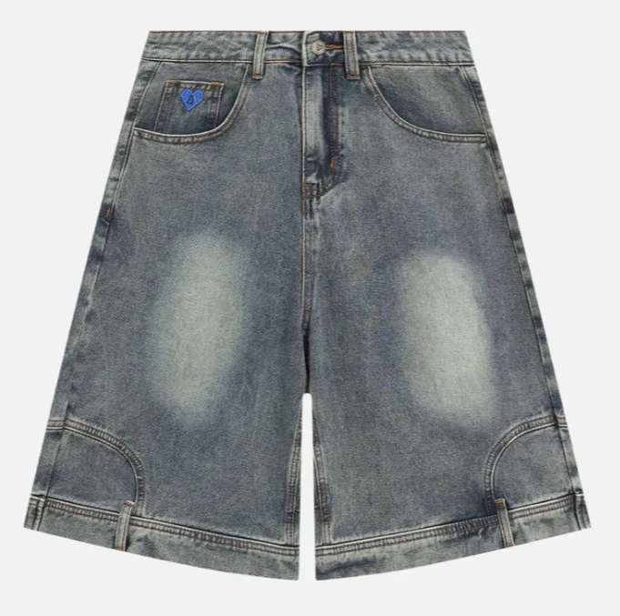 Reverse Fade Denim Shorts
