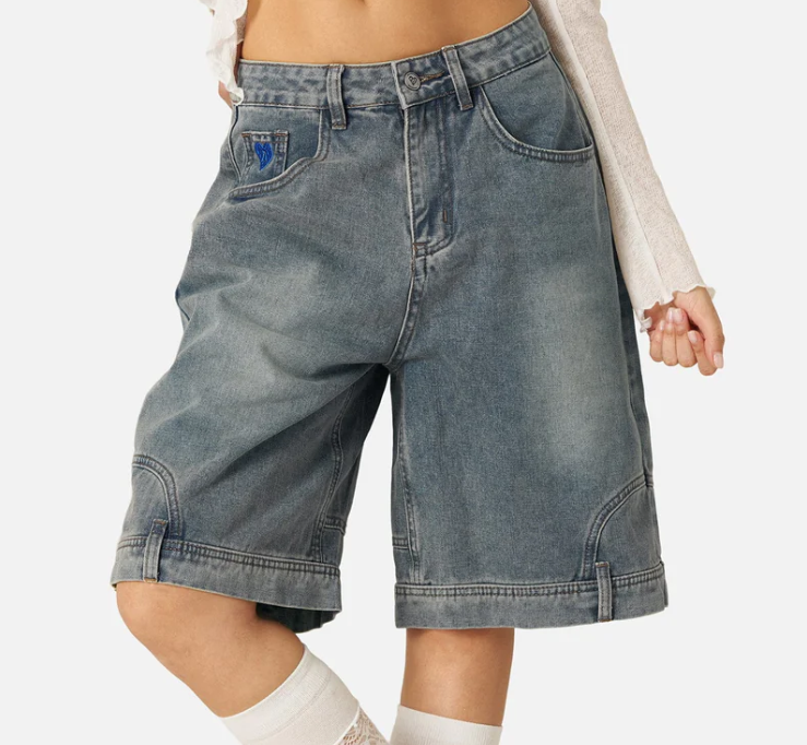 Reverse Fade Denim Shorts