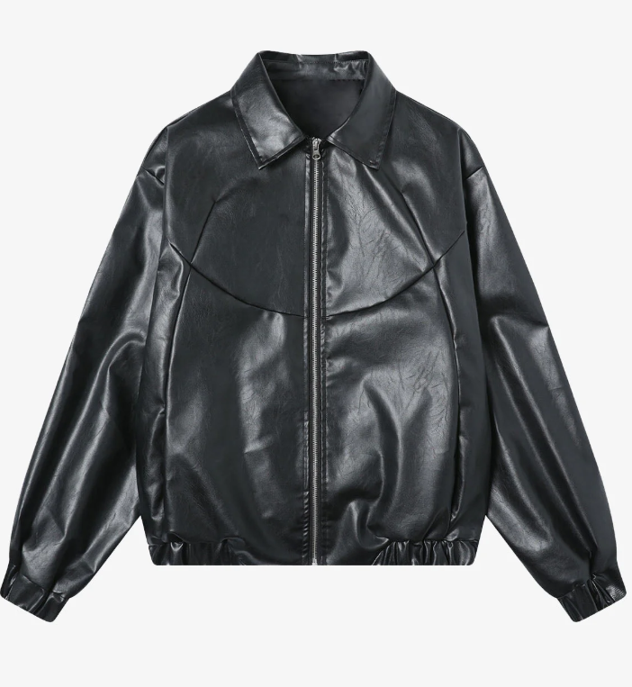 Patchwork PU Leather Moto Jacket