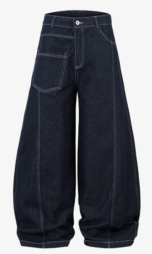 SplitStitch Deconstructed Barrel Jeans