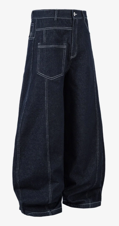 SplitStitch Deconstructed Barrel Jeans
