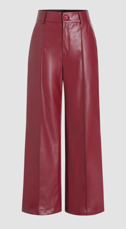 High Waist Faux Leather Wide Leg Pants
