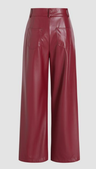 High Waist Faux Leather Wide Leg Pants