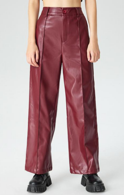 High Waist Faux Leather Wide Leg Pants