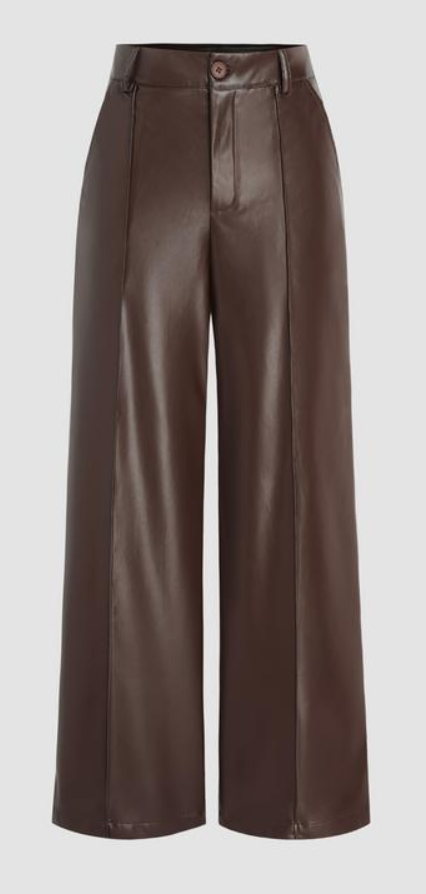 High Waist Faux Leather Wide Leg Pants