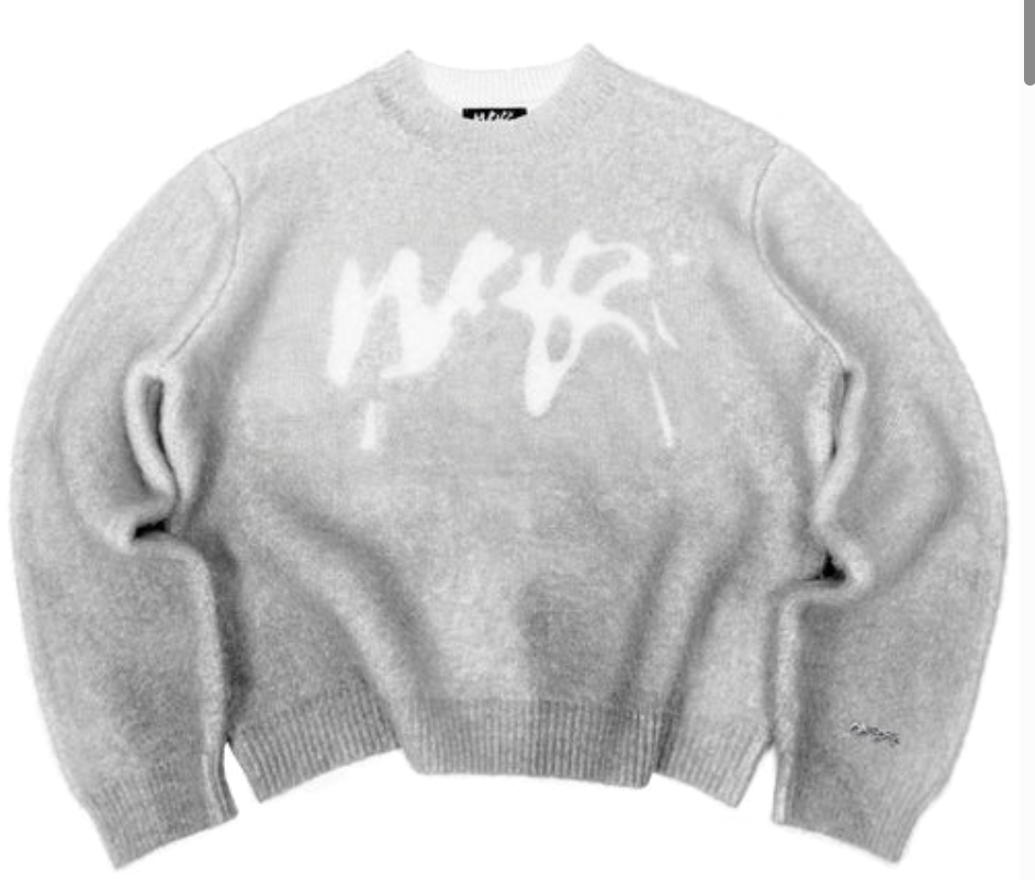 Faded “PUFFY” Knit Sweater