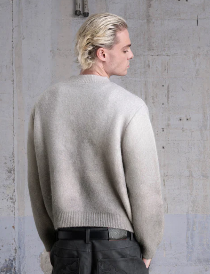 Faded “PUFFY” Knit Sweater