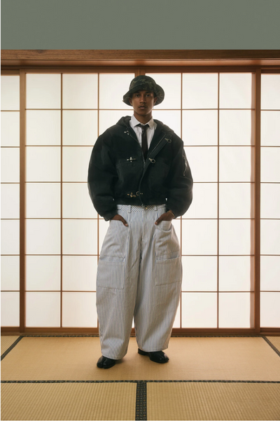 Tomokazu Canvas Balloon Pinstripe Pants