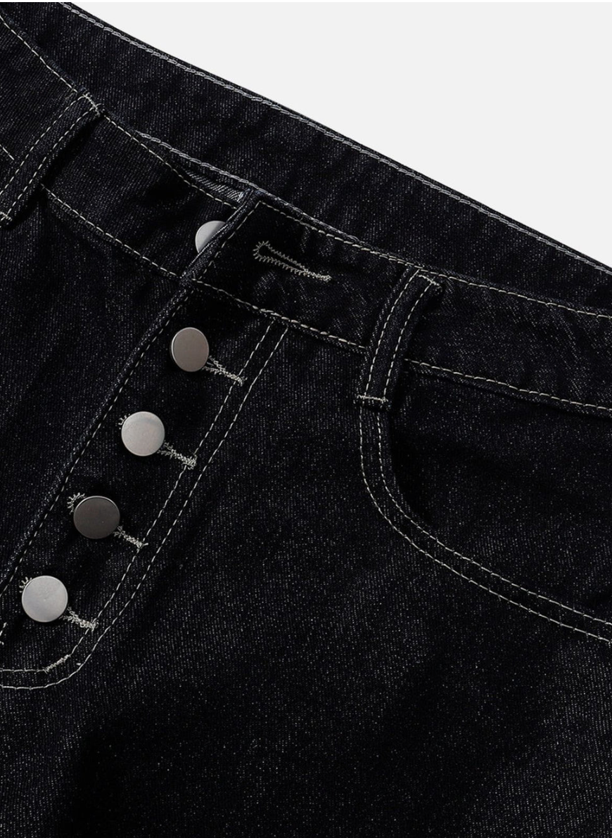 BUTTON BARREL JEANS