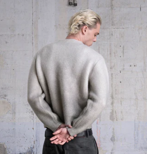 Faded “PUFFY” Knit Sweater